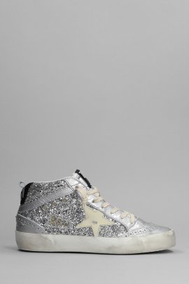 Mid Star Sneakers In Silver Glitter