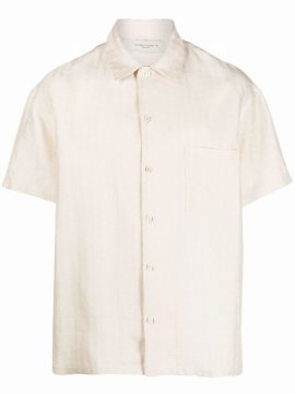 Logo-print Seersucker Short-sleeved Shirt In Neutrals
