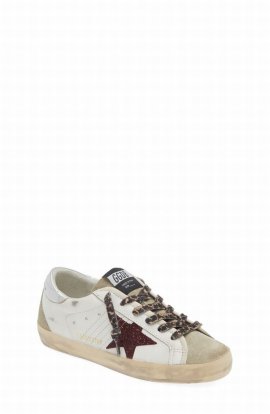 Super-star Low Top Sneaker In White/ Bordeaux/ Taupe/ Silver