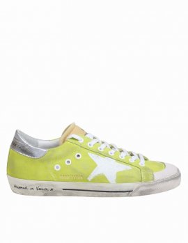 Super Star Sneakers In Lime Green Suede