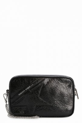 Star Leather Mini Crossbody Bag In Black