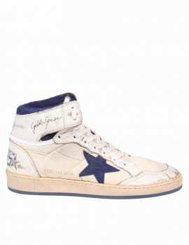 Sky Star Sneakers In Leather And Nylon In White/dark Blue
