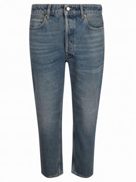 Medium Happy Stone Washed Jeans In Blue