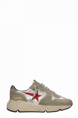Running Sneakers In Silver Suede And Fabric