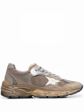 Women Running Dadd Net And Suede Upper Leather Star Sneakers In Taupe/silver/white