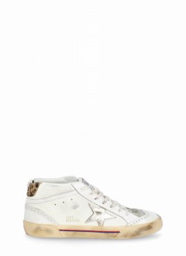 Mid Star Sneakers In Cream Leather In Cream/ice/white/platinum/beige
