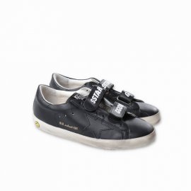 Black Old School Edt Leather Sneakers With Velcro