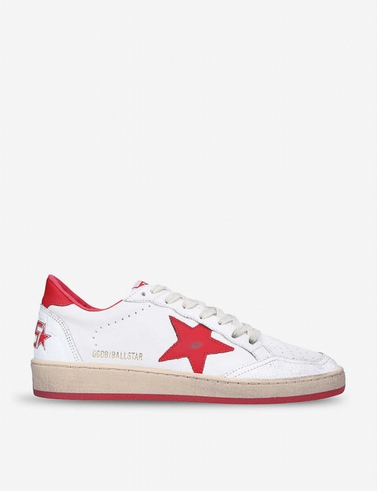 Ball Star 10275 Star-motif Leather-blend Low-top Trainers In White/red