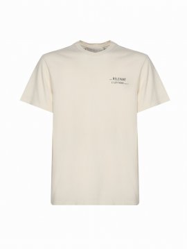 White Worn Effect T-shirt With Lettering In Heritage White/black