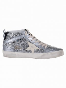 Sneakers Mid Star Glitter Upper Laminated Toe In Argento