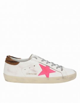 Super Star Sneakers In White And Fuchsia Leather In Cream White