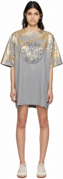 Journey W`s T-shirt Dress Distressed/ Vce University In Grey Melange Gold