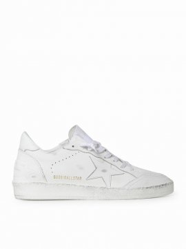 Ball Star Sneakers In Used Leather In White