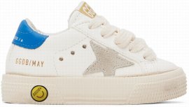 Baby White May Sneakers In Cream/ivory/blue 154