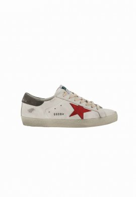 Super Star Sneakers In White/red/dark Grey