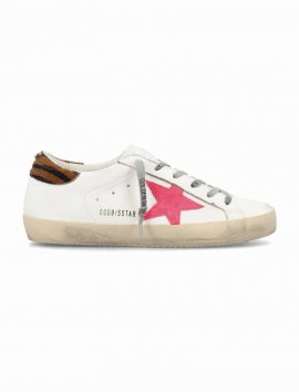 Super-star Womans Sneakers In White Pink Zebra