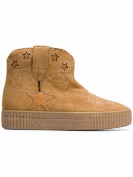 Star Patch Ankle Boots In Camel