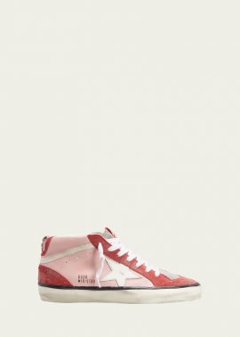Mid Star Colorblock Wing-tip Sneakers In Antique Pinkredwh