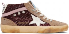 SSENSE Exclusive Burgundy & Taupe Mid Star Sneakers
