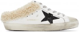 SSENSE Exclusive White & Black Shearling Super-Star Sneakers