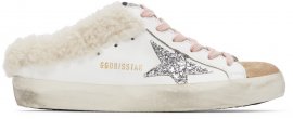 SSENSE Exclusive White & Brown Shearling Super-Star Sneakers
