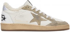 White & Taupe Ball Star Sneakers