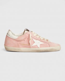 Superstar Suede Upper High Frequency Tongue Leather Star And Heel Sneakers In Baby Pinkwhite