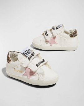 Kid's Logo Typographic-sole Low-top Sneakers, Baby In Neutrals/pink/leo