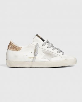Superstar Leather Glitter Low-top Sneakers In White
