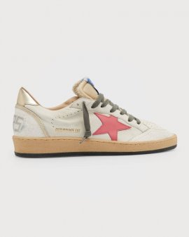 Ballstar Mixed Leather Low-top Sneakers In White