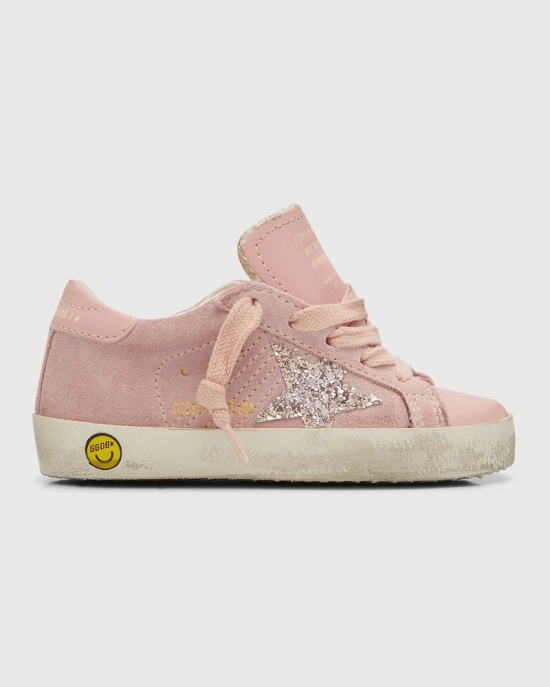 Kids' Girl's Crystal Leather Low-top Sneakers, Babies/toddlers In Pink