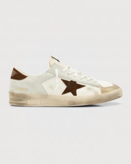 Men's Stardan Leather Low-top Sneakers In Cream/taupe/white