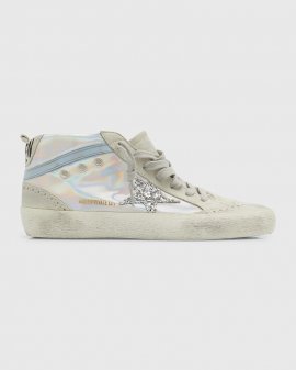 Mid Star Iridescent Glitter Wing-tip Sneakers In Silver Ice Blue F